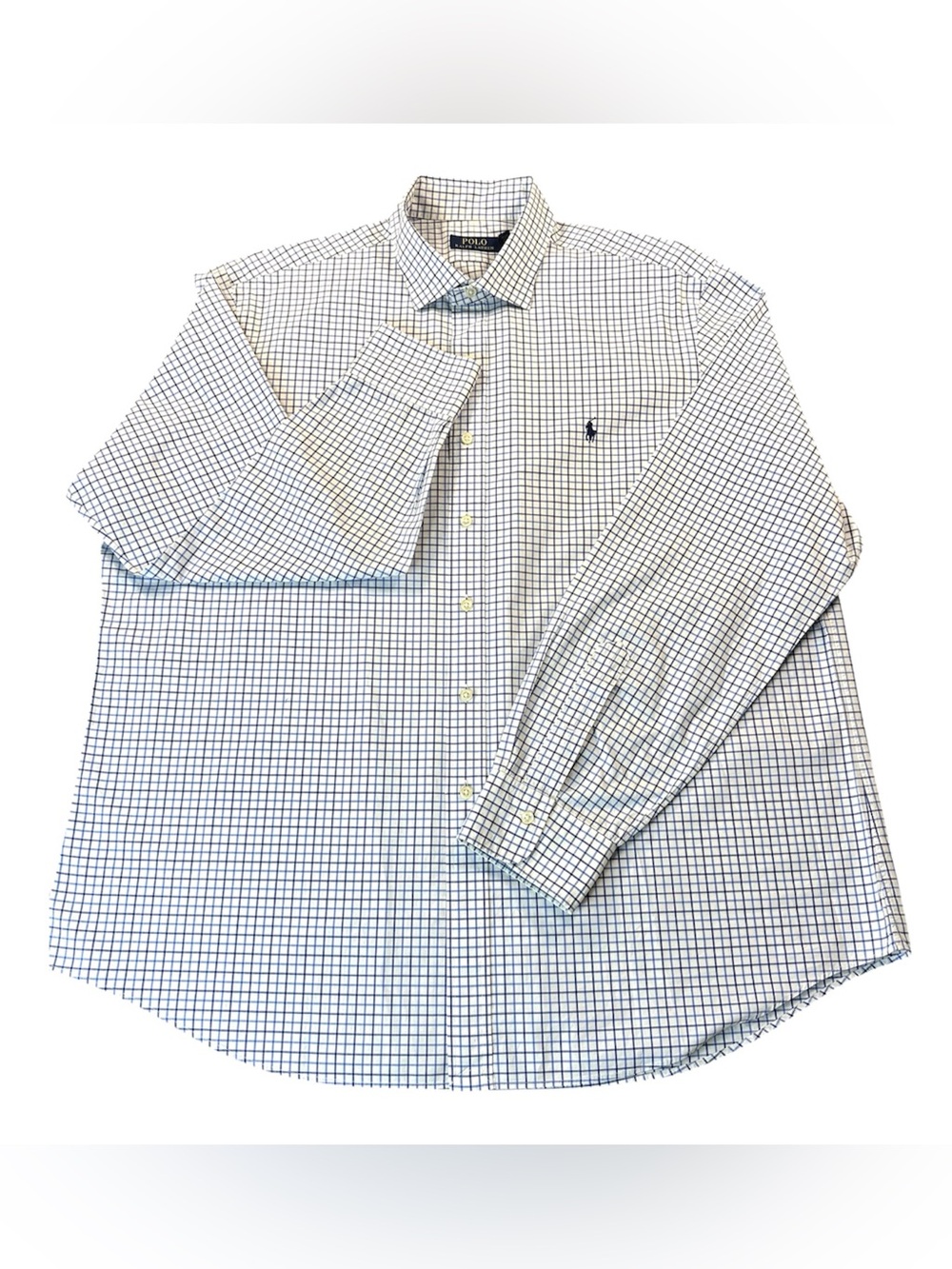 Polo Ralph Lauren Blue White Windowpane Check Button Shirt XL